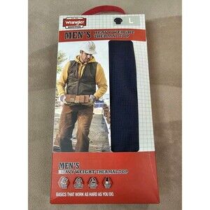 Wrangler Men's L Large HeavyWeight Long Johns Thermal Top Blue Zipper Pocket